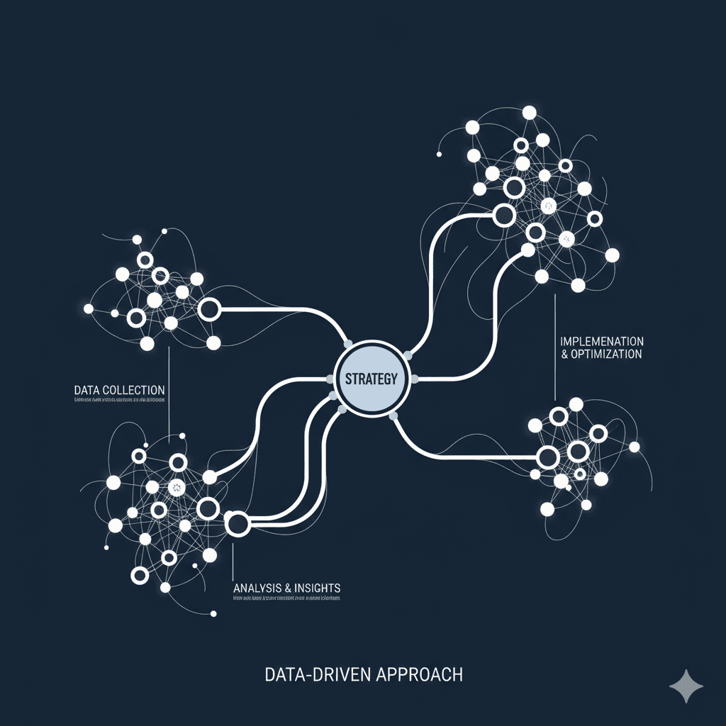 A network graph data visualisation representing commercial strategy.