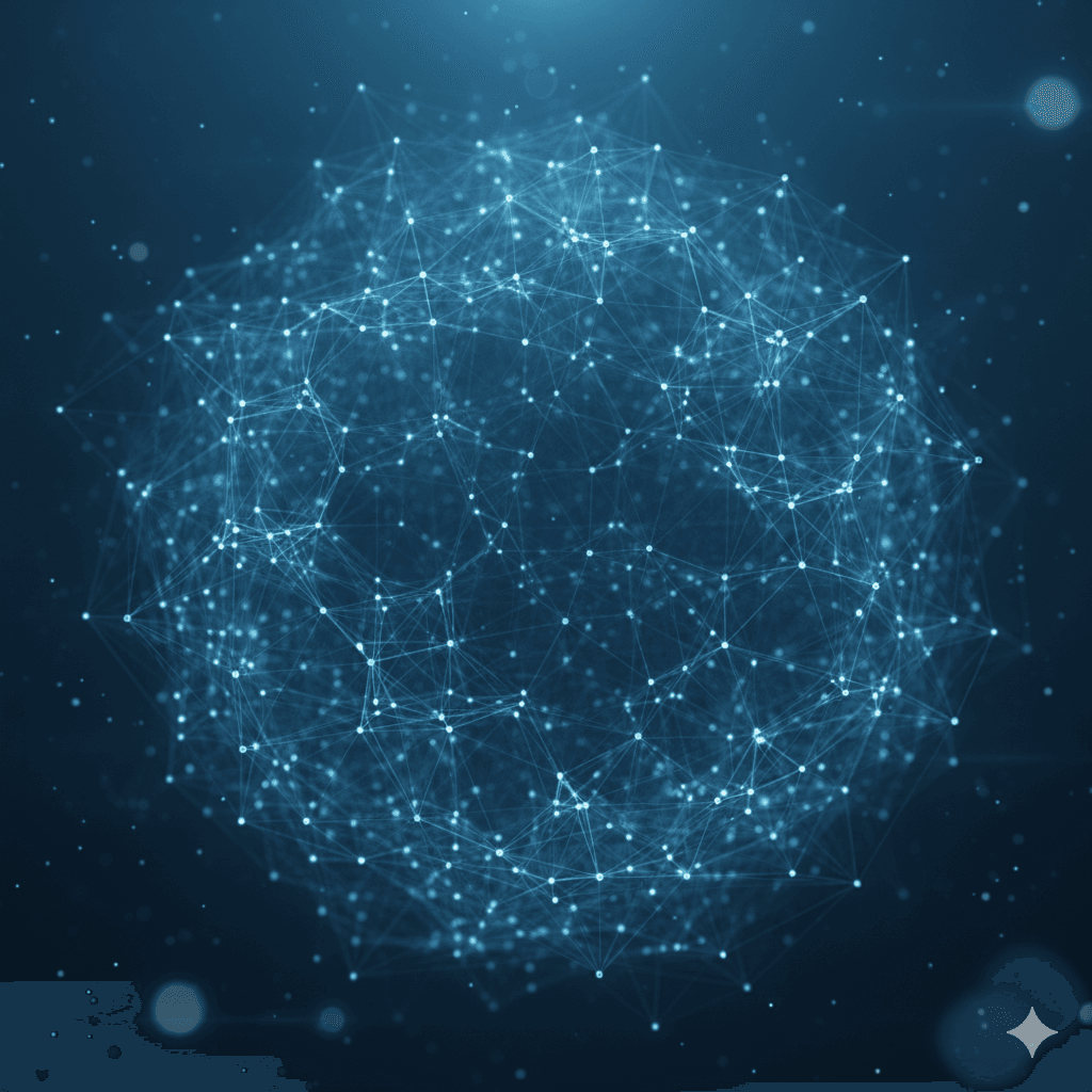 A neural network graphic representing AI-driven systems.